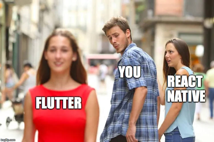 funny flutter vs react native  meme